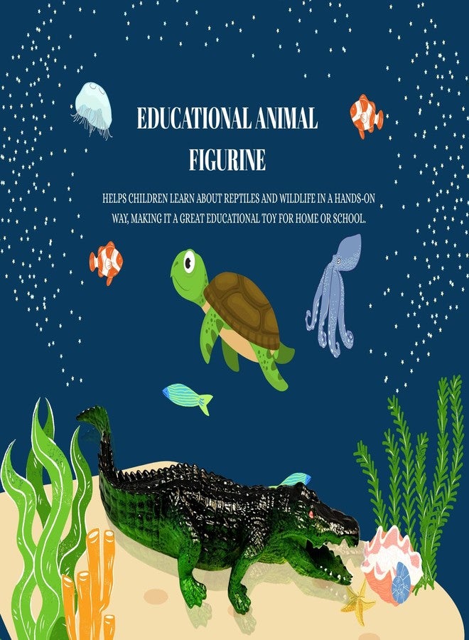 Mallexo لعبة تمساح واقعية كبيرة الحجم من ماليكسو للأطفال من عمر 3 سنوات فما فوق | قطعة واحدة من ألعاب التمساح ذي الدم البارد للأولاد والبنات مع صوت قطار، مجسم حيوان بري مفصل، هدية عيد ميلاد (أخضر) - Image 4